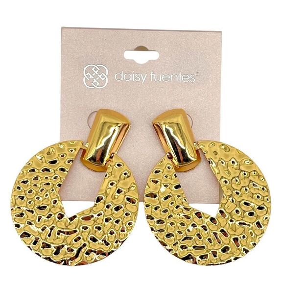 Daisy Fuentes Gold Textured Earrings - Picture 1 of 11